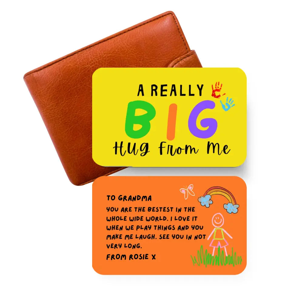 vibrant card expressing warmth and affection. A colorful gift card with a big hug message.