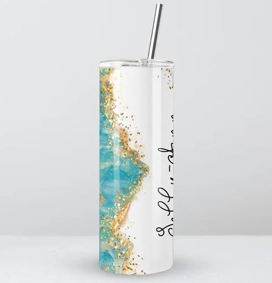 Teal & Gold Geode "Customise Me" Tumbler