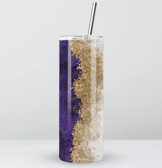 Purple with Gold Glitter Effect "Custome Me" Tumbler