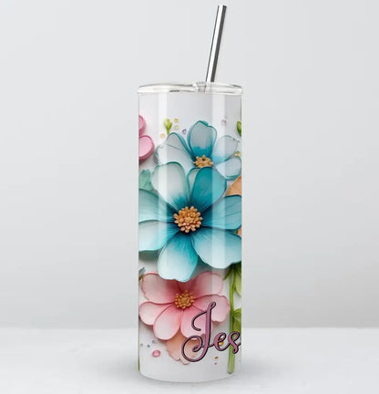 Bright & Bold Personalised 3D Flowers Tumbler