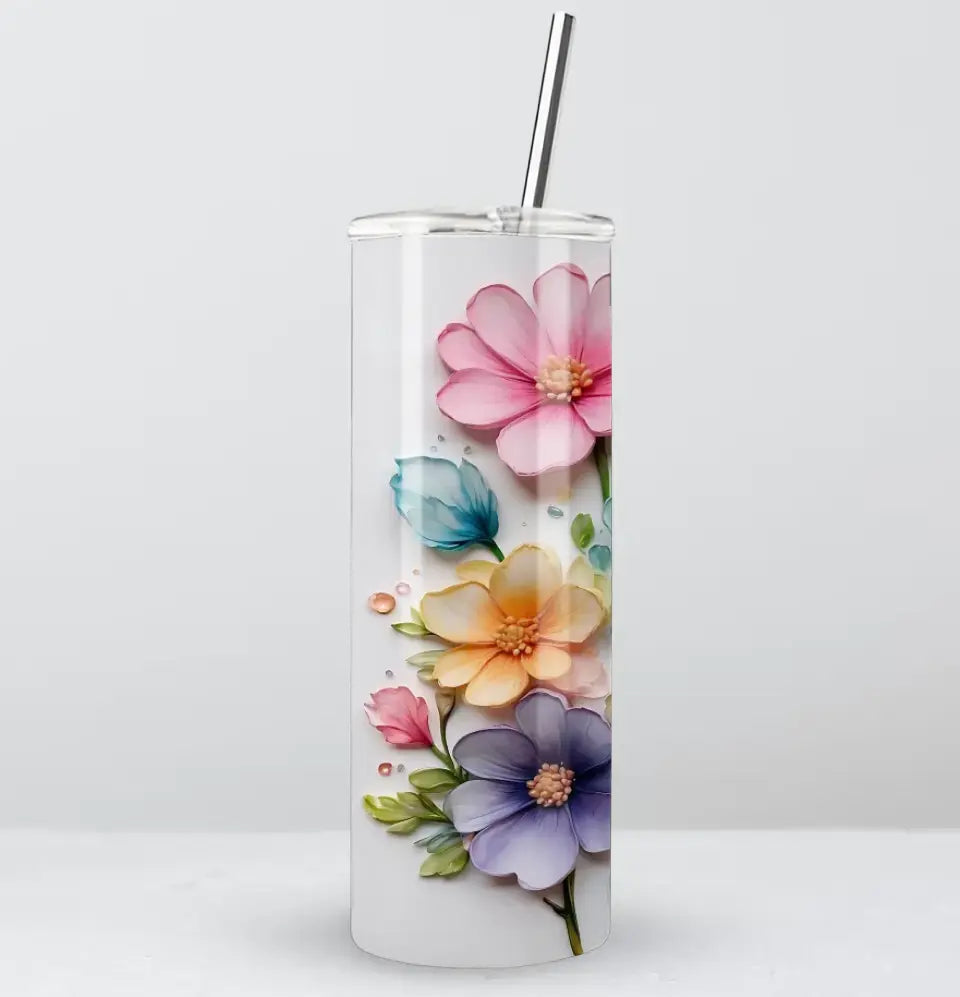 Bright & Bold Personalised 3D Flowers Tumbler