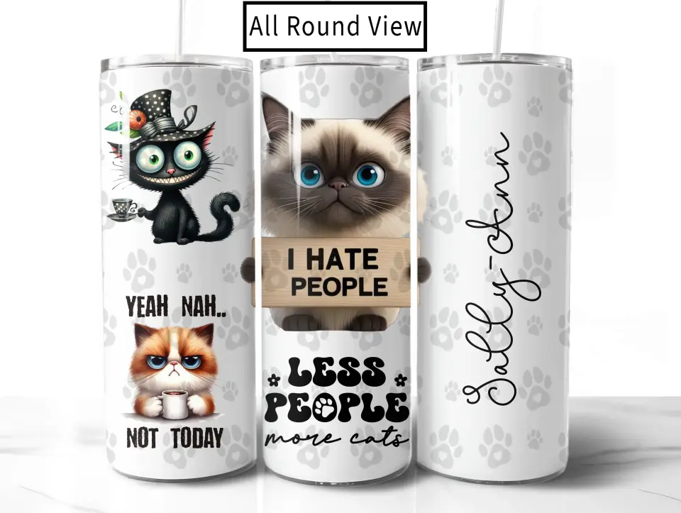 I Hate People Personalised Cat Tumbler