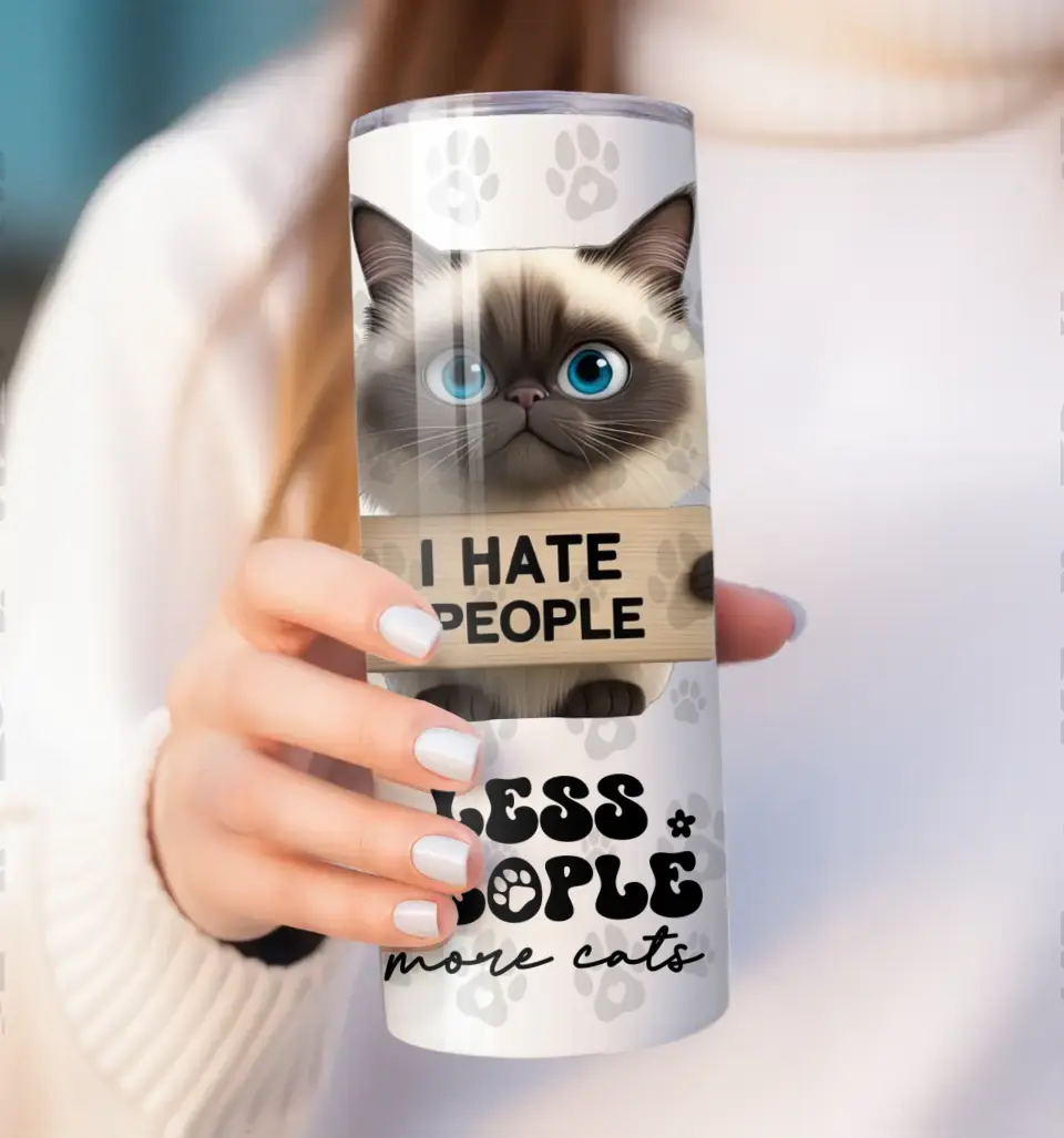 I Hate People Personalised Cat Tumbler