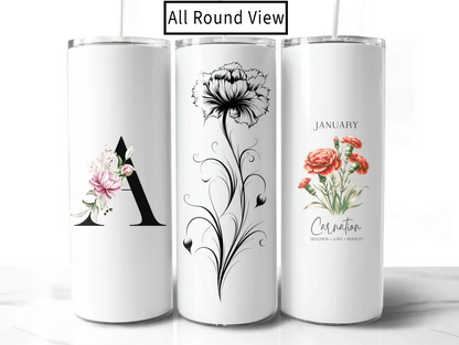 Birth flower and Initial Tumbler