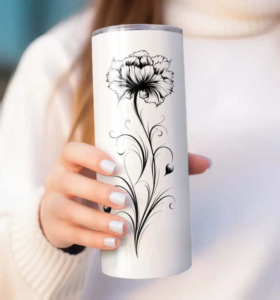 Birth flower and Initial Tumbler