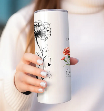 Birth flower and Initial Tumbler