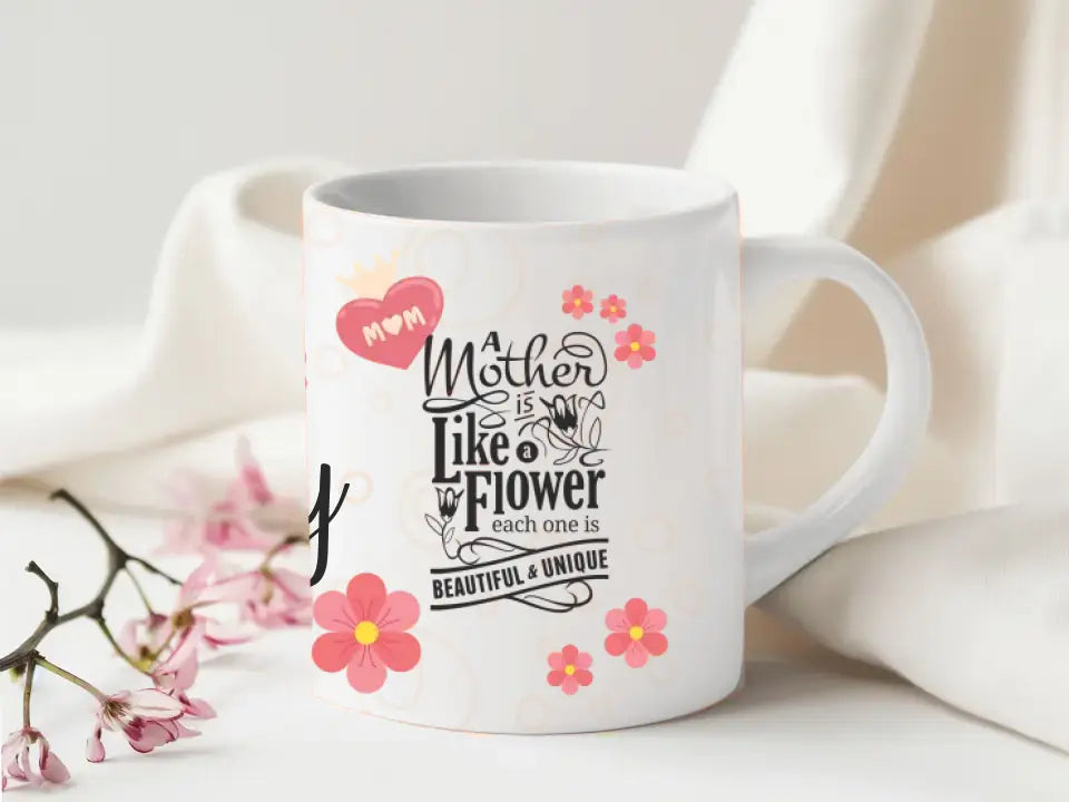 Mum Personalised Balloons and Flowers Mug