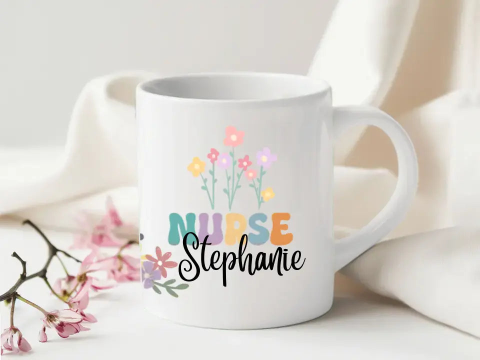 Flower Garden Personalised Nurse Mug