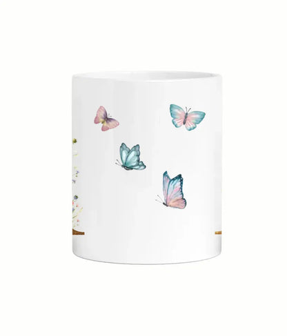 Pretty flowers and Gold Initial Mug