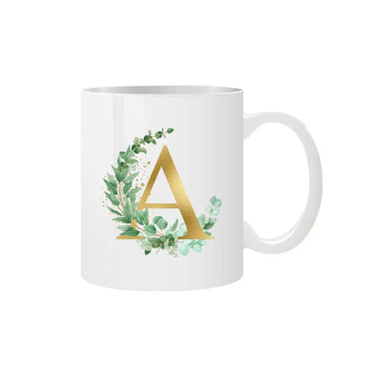 Eucalyptus with Gold Initial Mug: Personalised Charm