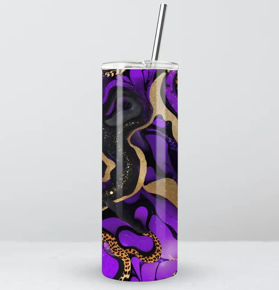 Luxurious Purple Gold Leopard Tumbler: Personalised Chic