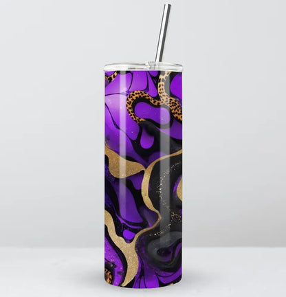 Luxurious Purple Gold Leopard Tumbler: Personalised Chic