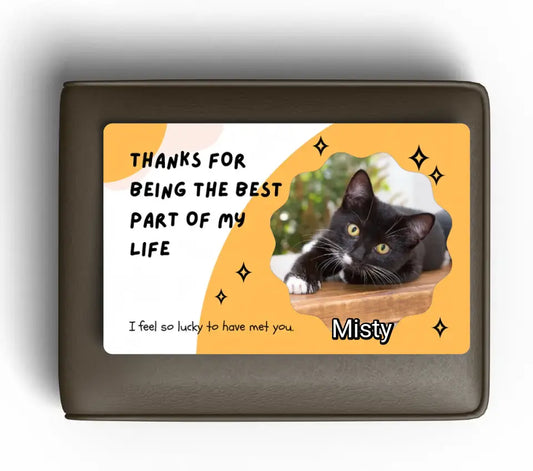 Bright Yellow Cat Memorial Metal Wallet Card