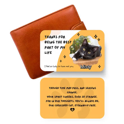 Bright Yellow Cat Memorial Metal Wallet Card