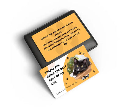 Bright Yellow Cat Memorial Metal Wallet Card