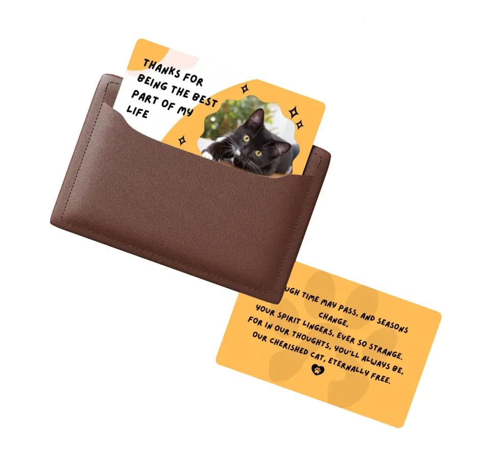 Bright Yellow Cat Memorial Metal Wallet Card