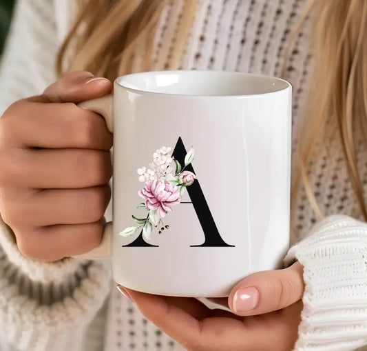 Elegant Birth Flower Mug with Initial