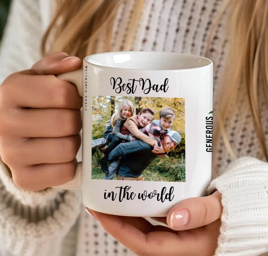 Personalised Dad Mug with Custom Fists and Photo