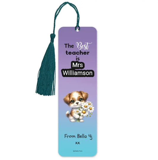 Pretty ombre purple blue bookmark personalised with a teachers name