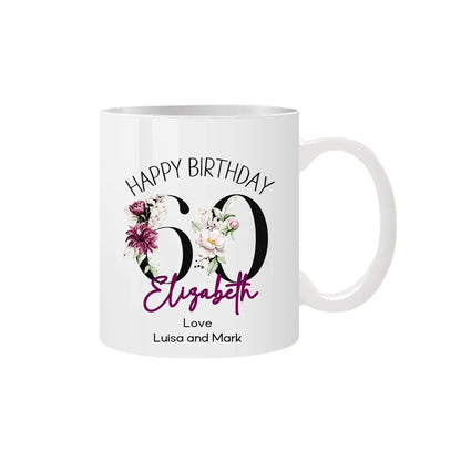 50 60 70... Milestone Number Birthday Mug with flowers