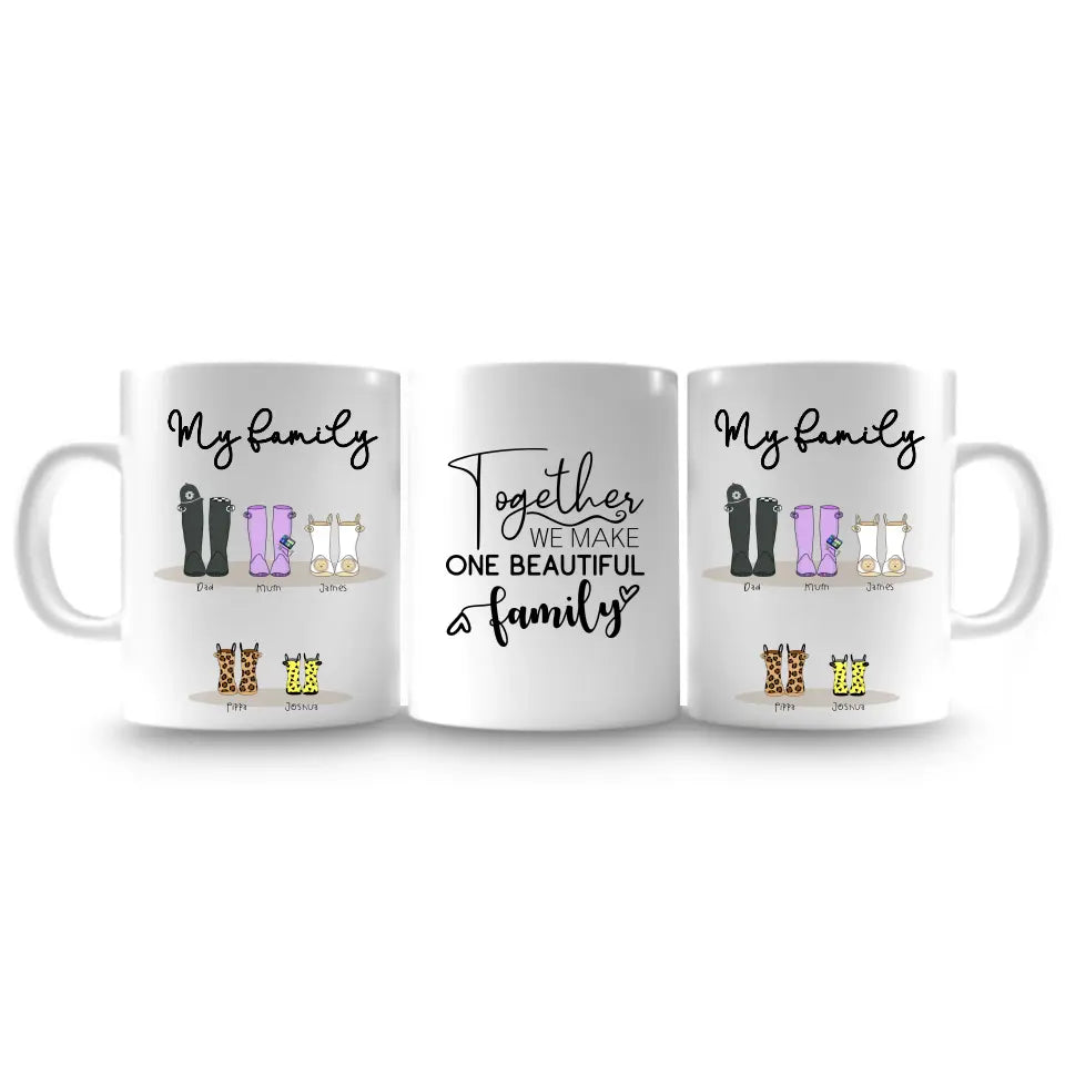 mug with family names and unique design