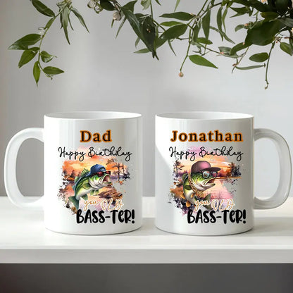 Custom Fishing Mug "You Old Bass-ter" Birthday Mug