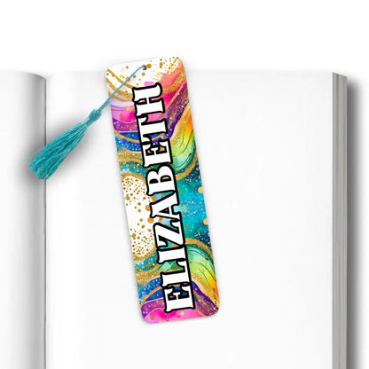 Personalised Rainbow Swirls Bookmark