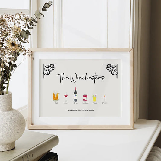 Customised Favourite Tipple Family Print