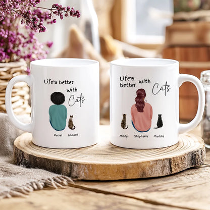 Personalised Cat Lover Mug – Custom Lady or Man with Cats Gift
