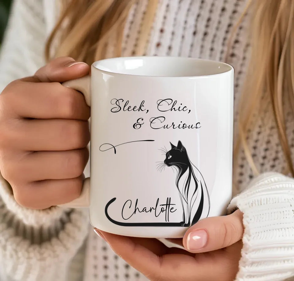 Sleek, Chic, and Always Curious Cat Mug