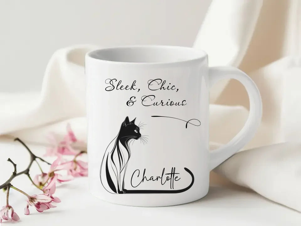 Sleek, Chic, and Always Curious Cat Mug