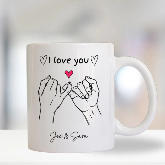 I Love You Hands Entwined Personalised Mug