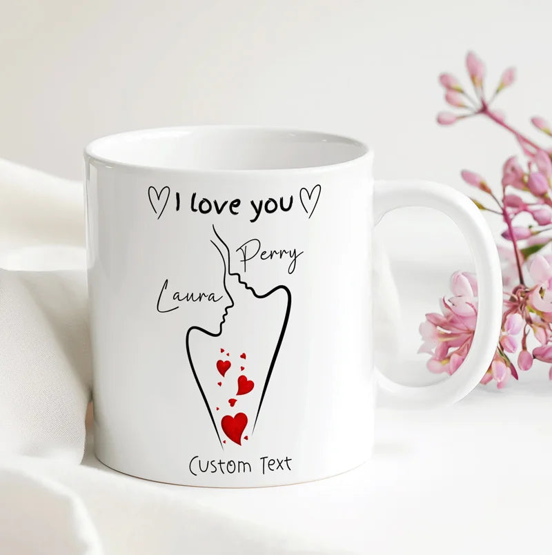 I Love You Personalised Couple sketch Mug