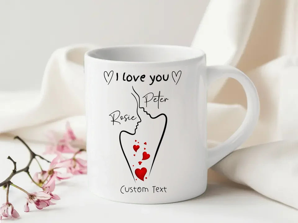 I Love You Personalised Couple sketch Mug