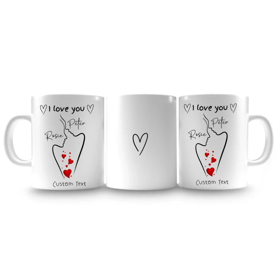 I Love You Personalised Couple sketch Mug