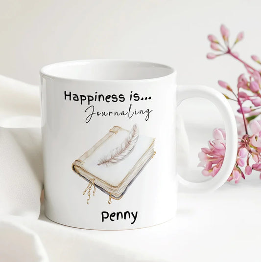 Happiness is Journaling Personalised Mug - Mindfulness Gift