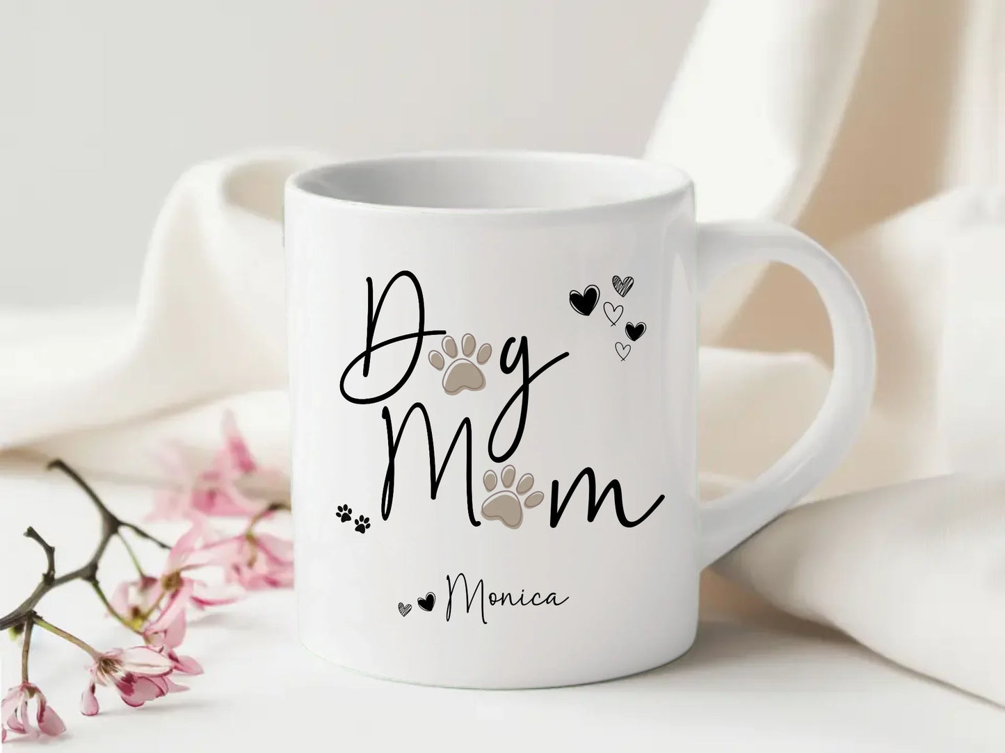 Dog Mum Paw Print Personalised Mug