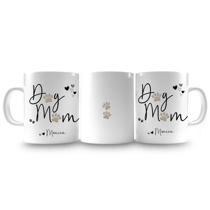 Dog Mum Paw Print Personalised Mug