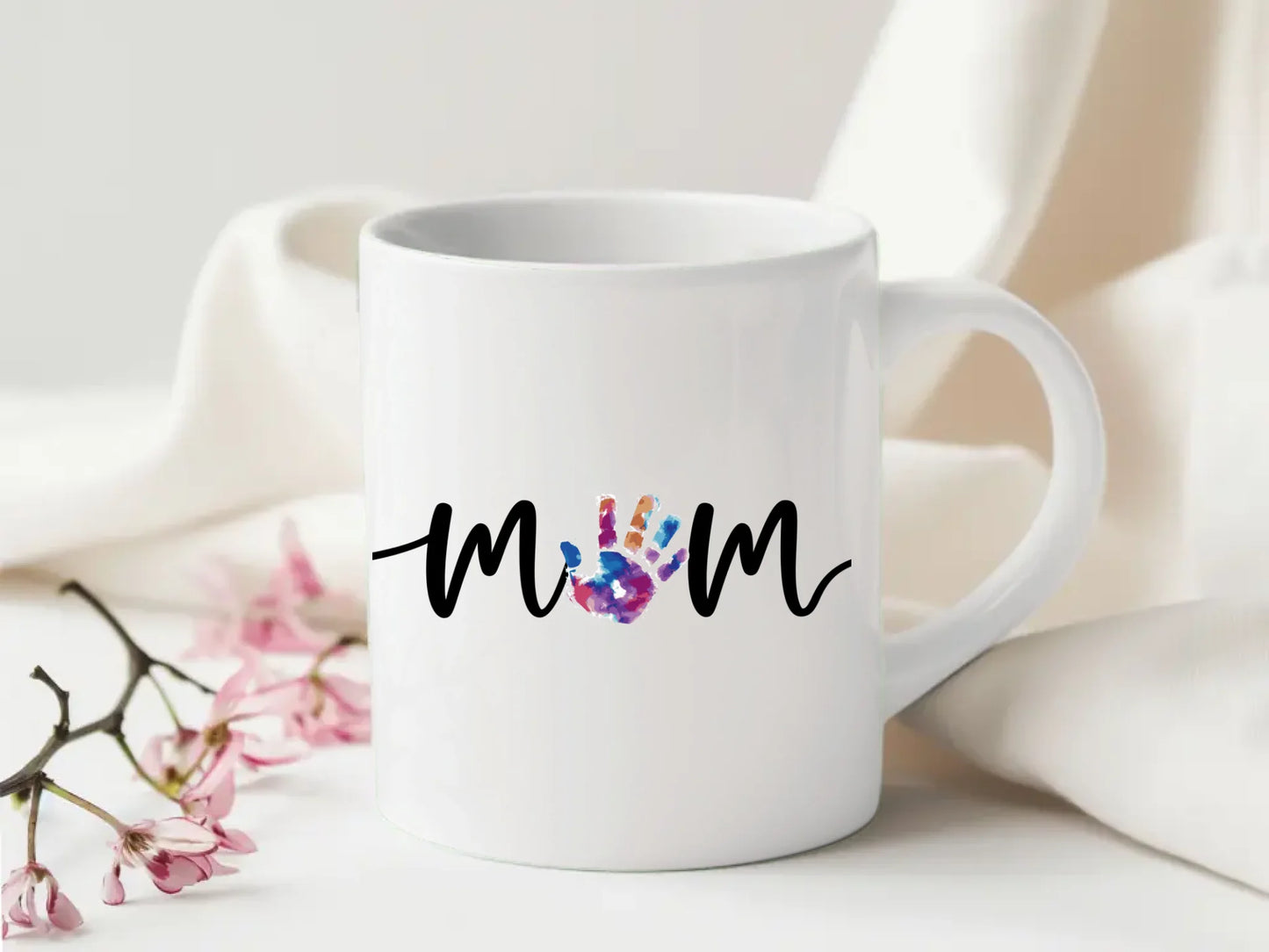 Mum (Custom) Messy Hand Prints Mug