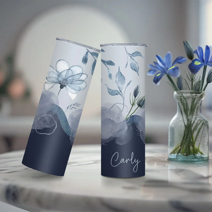 Blue Tones Floral Tumbler