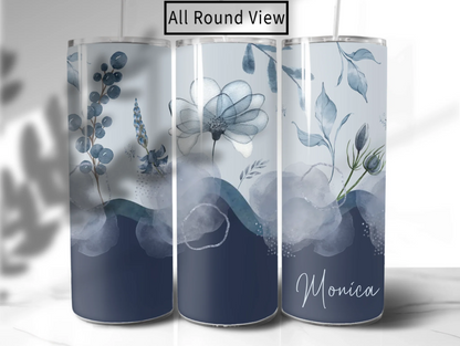 Blue Tones Floral Tumbler