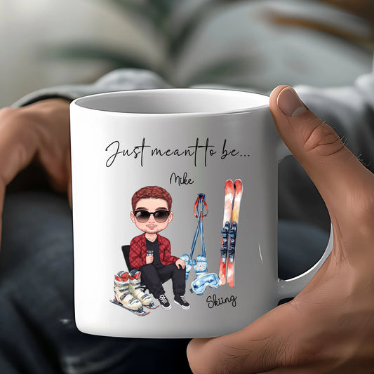 Personalised Skiing Gift Set with Custom Skier Mug For Men