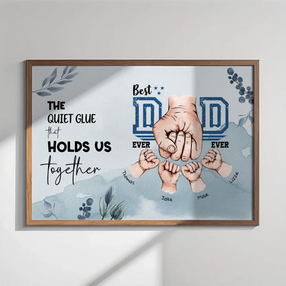 Best Dad Ever Personalised Fist Print with Quote - Add Up to 4 Kids' Names