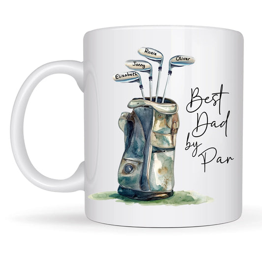Personalised Golf Mug - Gift for Golfer Dad or Mum, With Kids Names