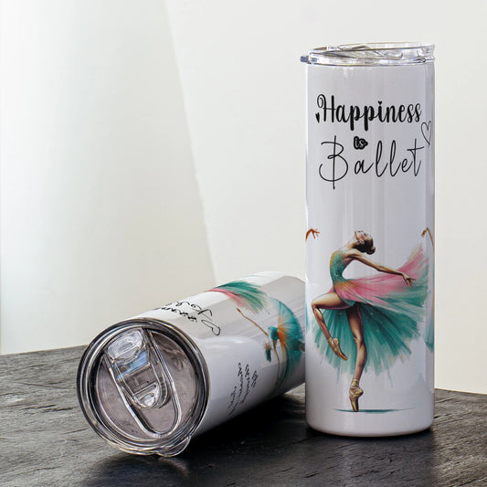 Happiness is Ballet Travel Cup Hot Cold Tumbler Bottle