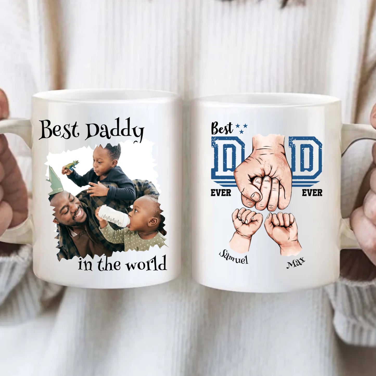 Personalised Dad Mug – Custom Photo & Fist Design Gift