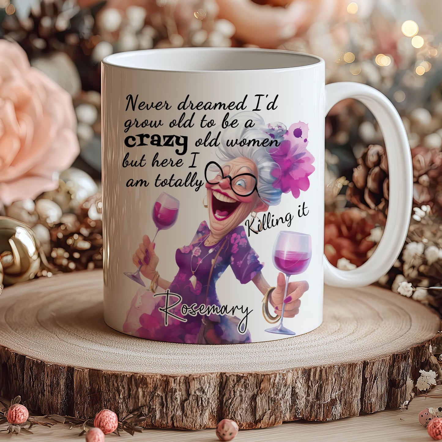 Personalised Totally Killing It Wine Mug For Her – Gift Set for Grandma