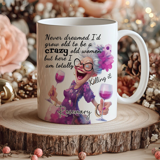 Personalised Totally Killing It Wine Mug For Her – Gift Set for Grandma