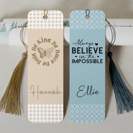 Personalised Pattern & Quote Bookmark – Custom Colours, Stripes, Spots or Stars
