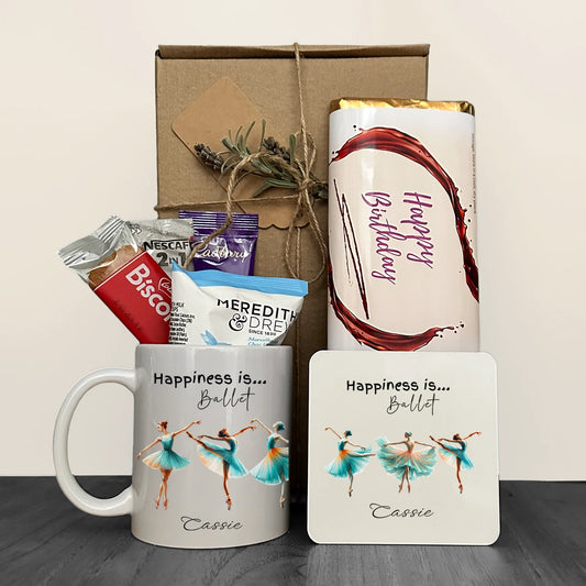 Happiness is Ballet Personalised Gift Set for Women - Mug Coaster and Treats